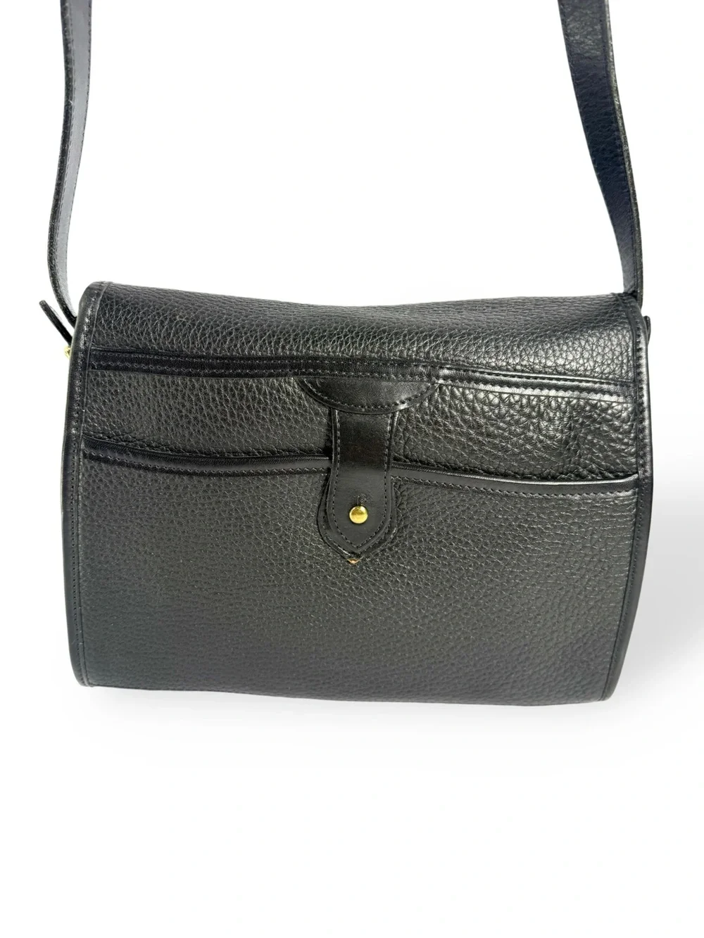 Dooney & Bourke Black Pebbled Leather Messenger with Gold-Tone Buckle